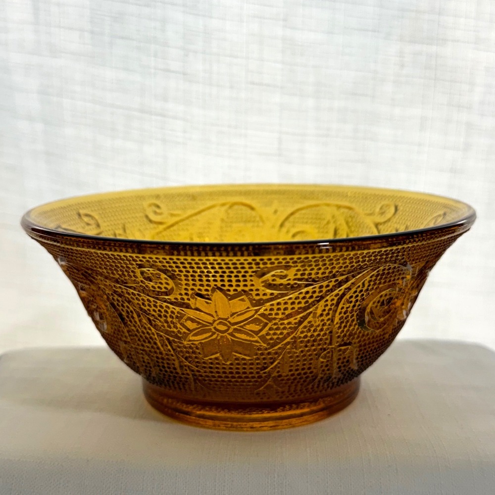 Indiana Glass Bowls 6 Pc Amber Tiara Sandwich Pattern VTG Cereal Salad Dessert